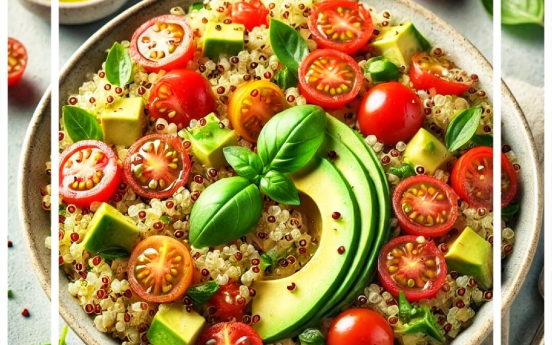 Ensalada de Quinoa con Aguacate, Tomate y Albahaca