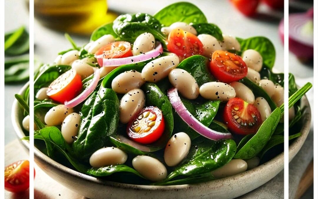 Ensalada de Alubias Blancas con Espinacas y Tomate
