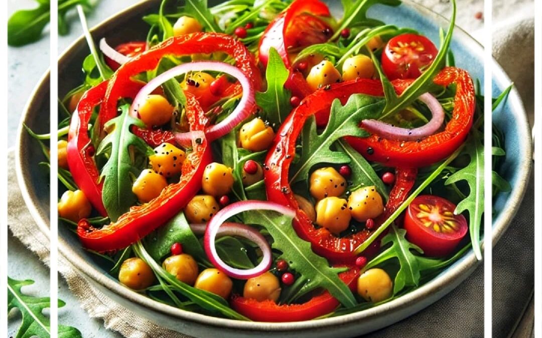 Ensalada de Garbanzos con Pimiento Asado y Rúcula