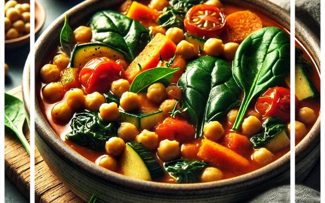 Cazuela de Verduras con Garbanzos y Espinacas