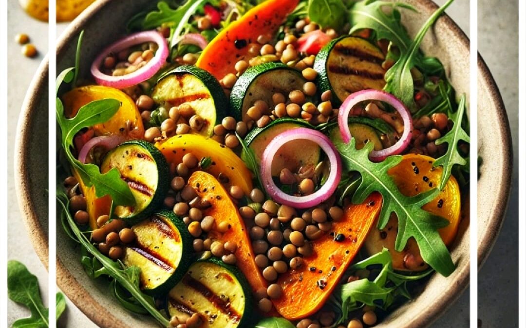 Ensalada de Lentejas con Verduras Asadas y Vinagreta