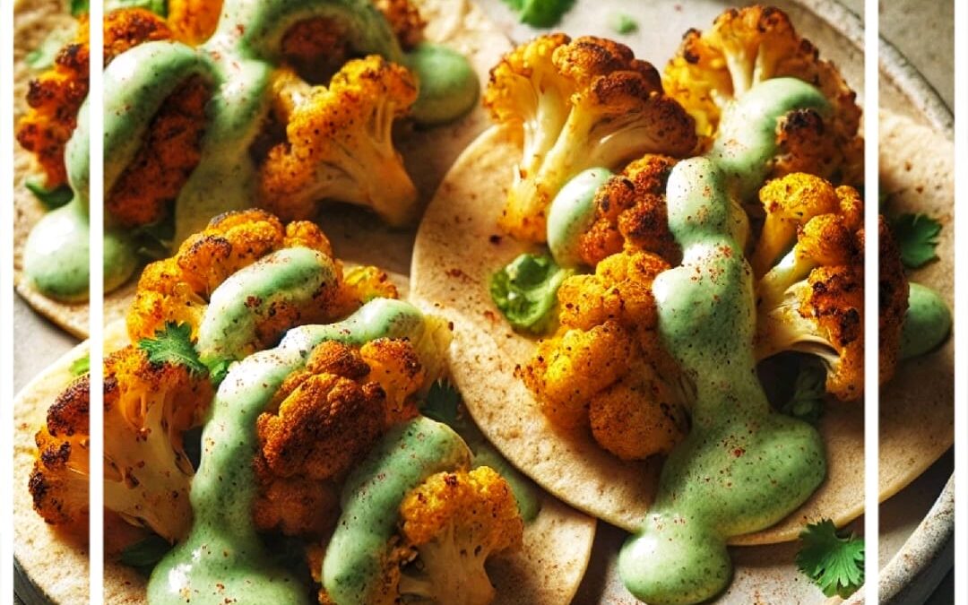 Tacos de Coliflor con Salsa de Aguacate