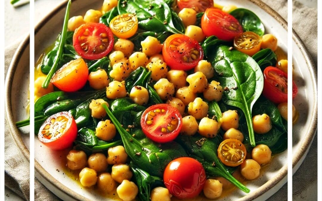 Salteado de Garbanzos con Espinacas y Tomate Cherry